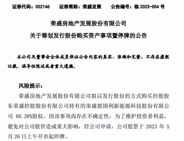 亏损超百亿、濒临“1元退市”，千亿荣盛“跨界”新能源自救