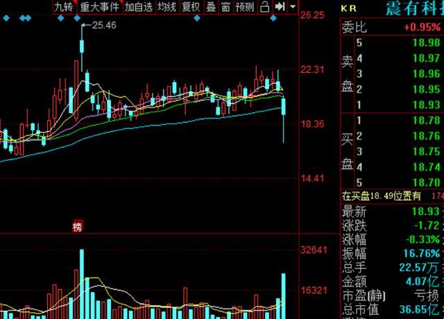 震有科技盘中大跌18%，定增预案刚获受理，募资还债和补流