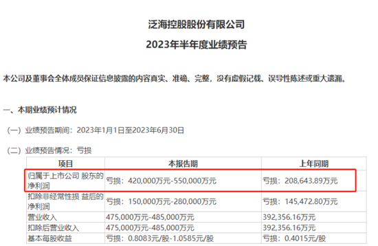 民营巨头泛海控股，半年巨亏超42亿